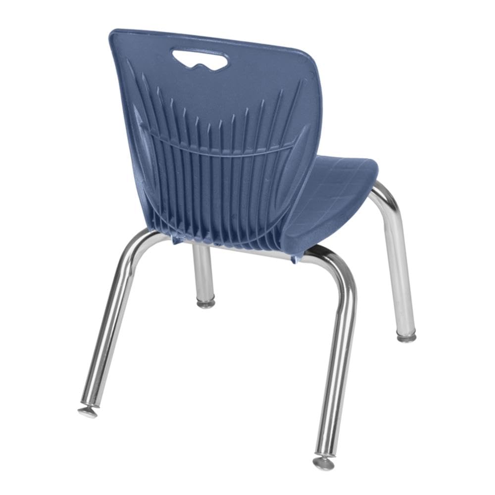 36" Square Mobile Table with 4 Navy Blue Stackable Chairs O848967