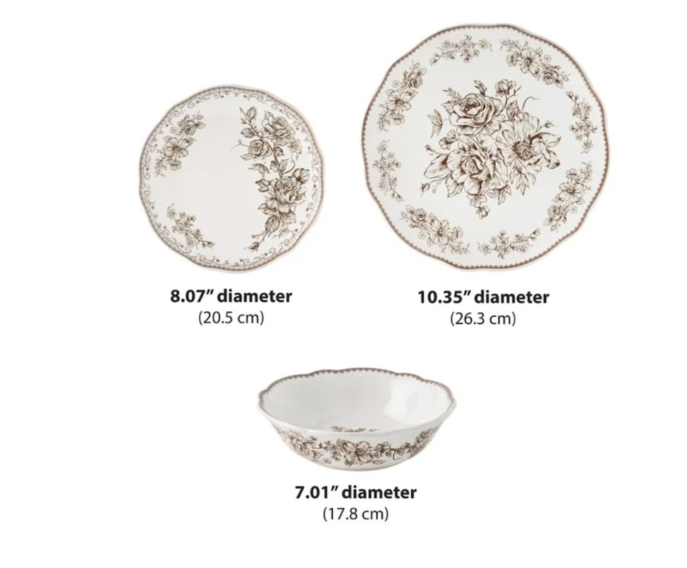 Brown 12-Piece Stoneware Dinnerware Set Z353852