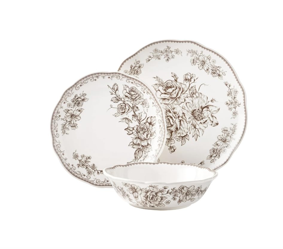 Brown 12-Piece Stoneware Dinnerware Set Z353852