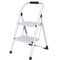 2 Step Ladder Lightweight Folding Step Stool with Handrail White C296
