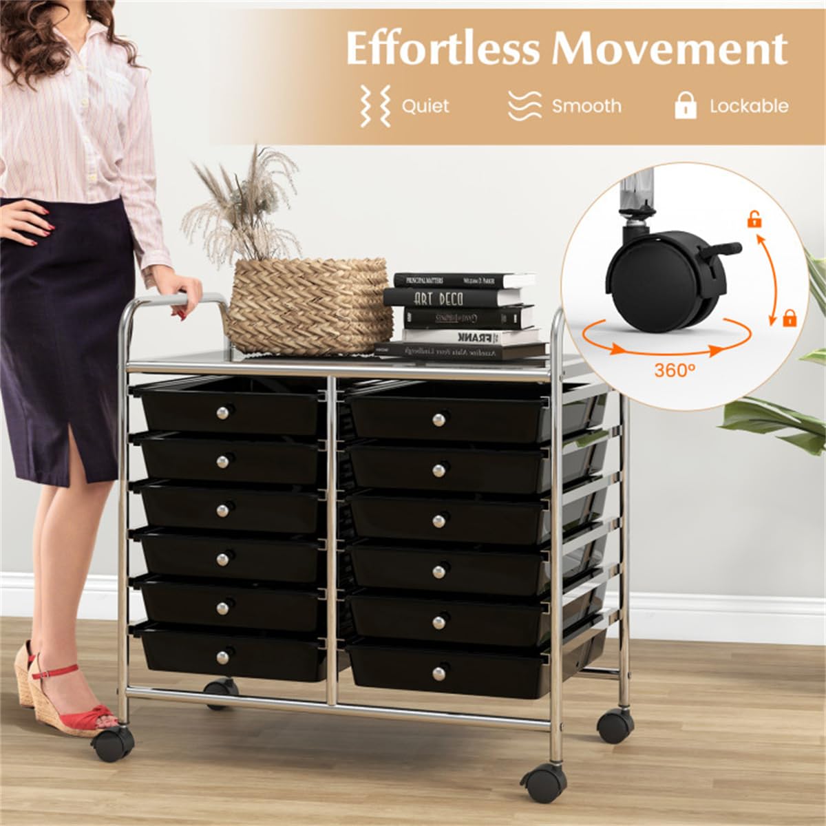 12 Drawer Rolling Storage Cart with Wheels C8655