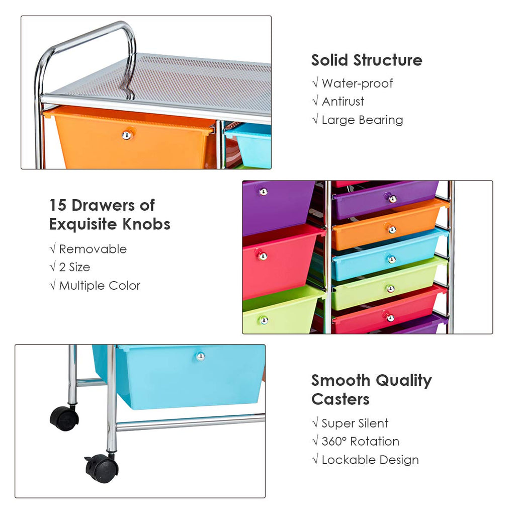 15 Drawer Rolling Storage Cart T15311