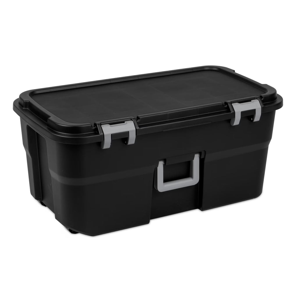 22 Gallon Black Wheeled Plastic Storage Trunk T4009
