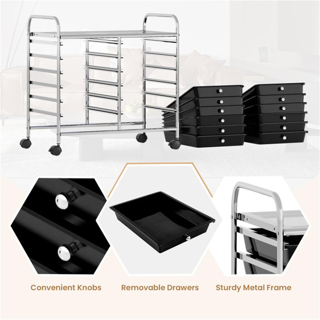 12 Drawer Rolling Storage Cart with Wheels C8655