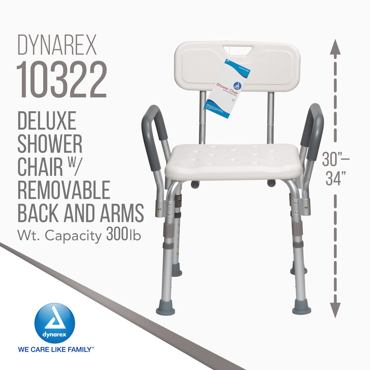 White Shower Chair with Removable Back and Arms M570296
