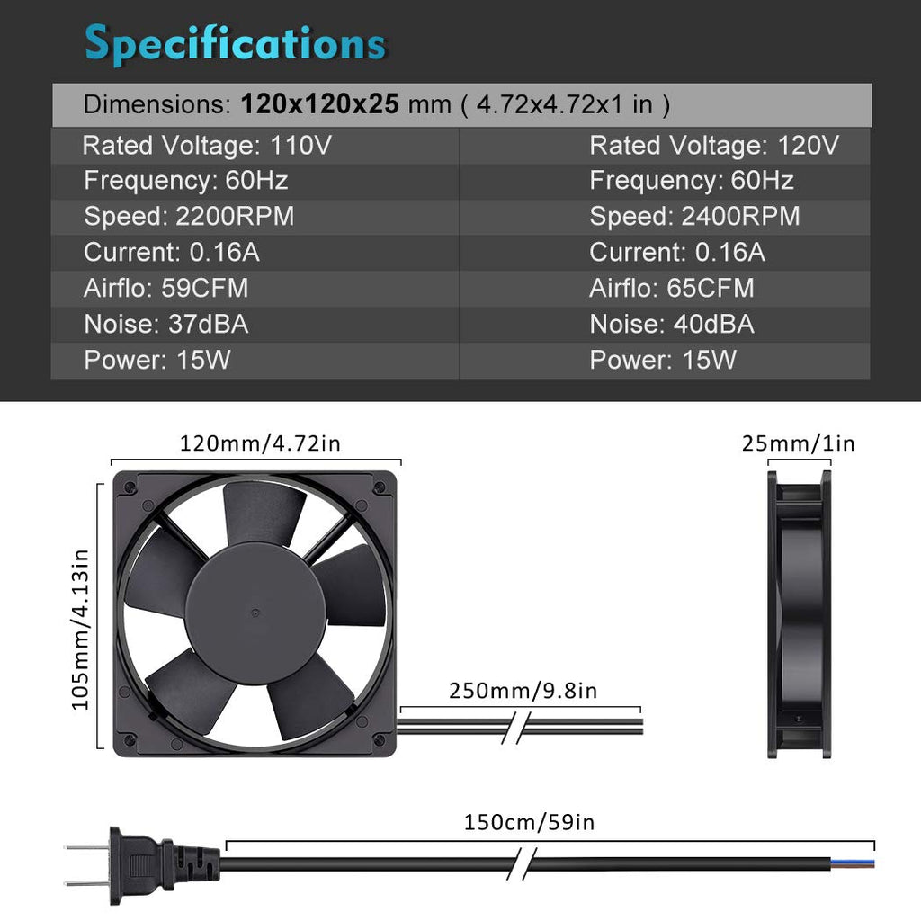120mm AC Axial Exhaust Fan Dual Ball Z22888