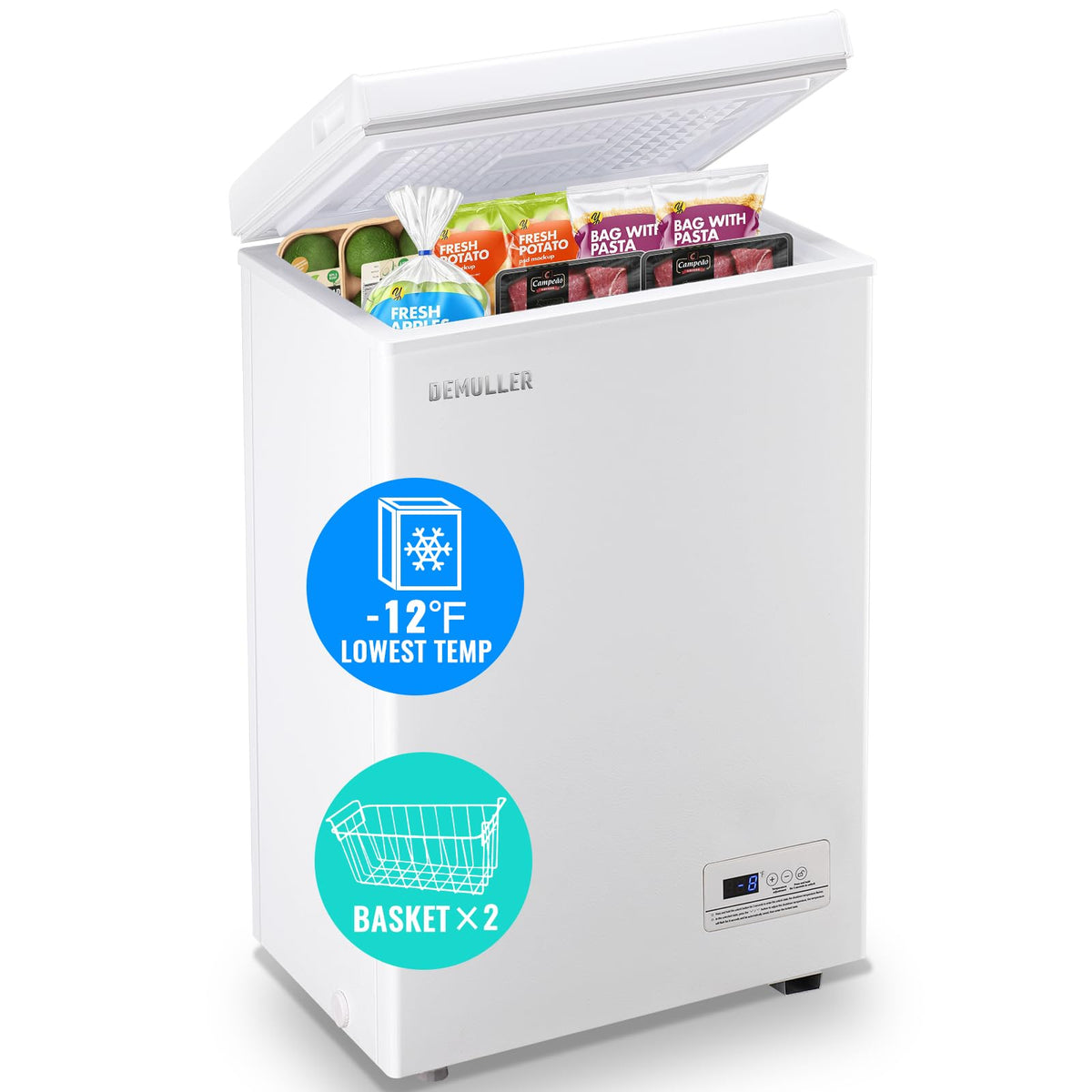 3.5 CU.FT White Chest Freezer with Two Removable Baskets L7417
