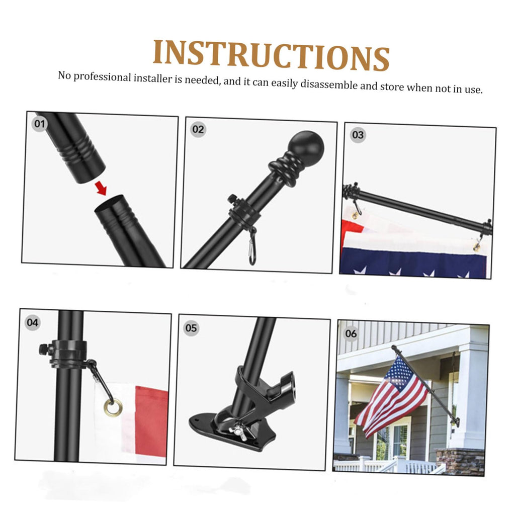 Black Stainless Steel Rotating Flagpole Holder Set V3628