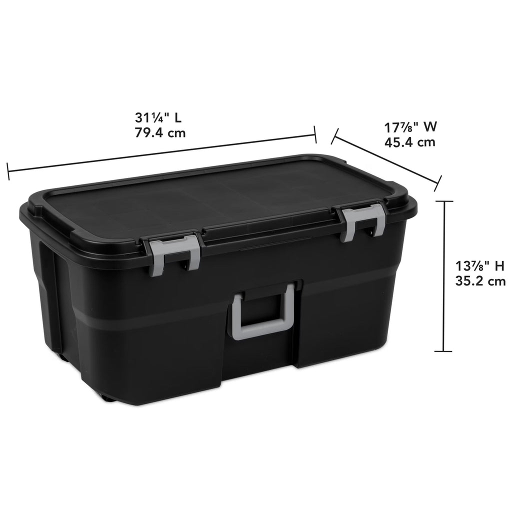 22 Gallon Black Wheeled Plastic Storage Trunk T4009