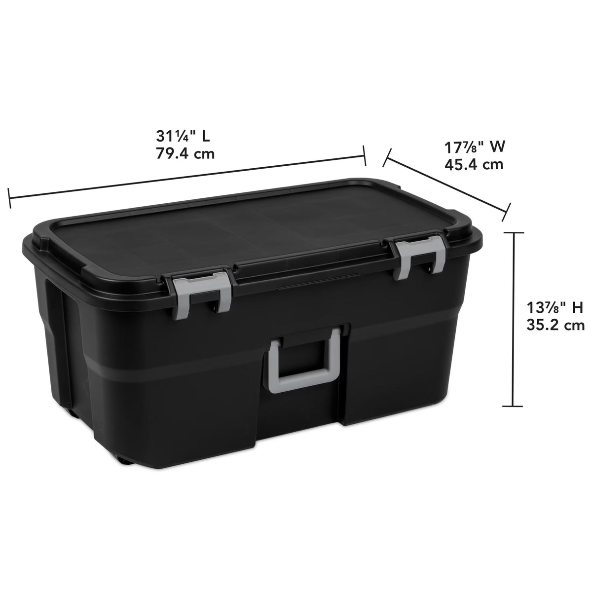 22 Gallon Black Wheeled Plastic Storage Trunk T4009