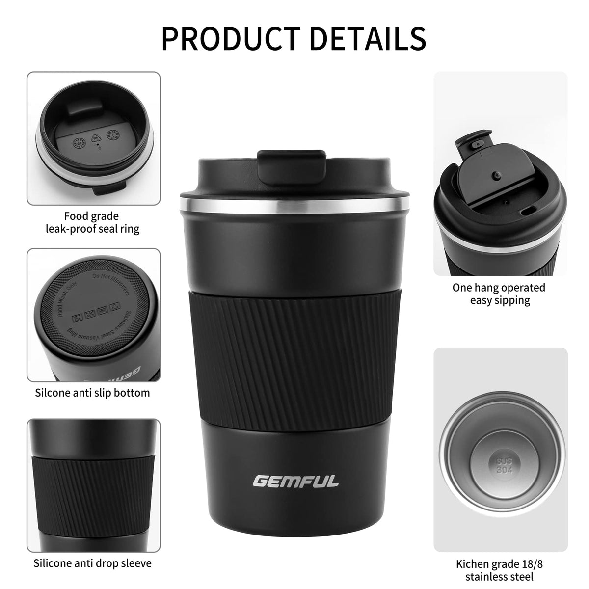 13oz Insulated Stainless Steel Travel Coffee Mugs Set (2 Pack) P36649