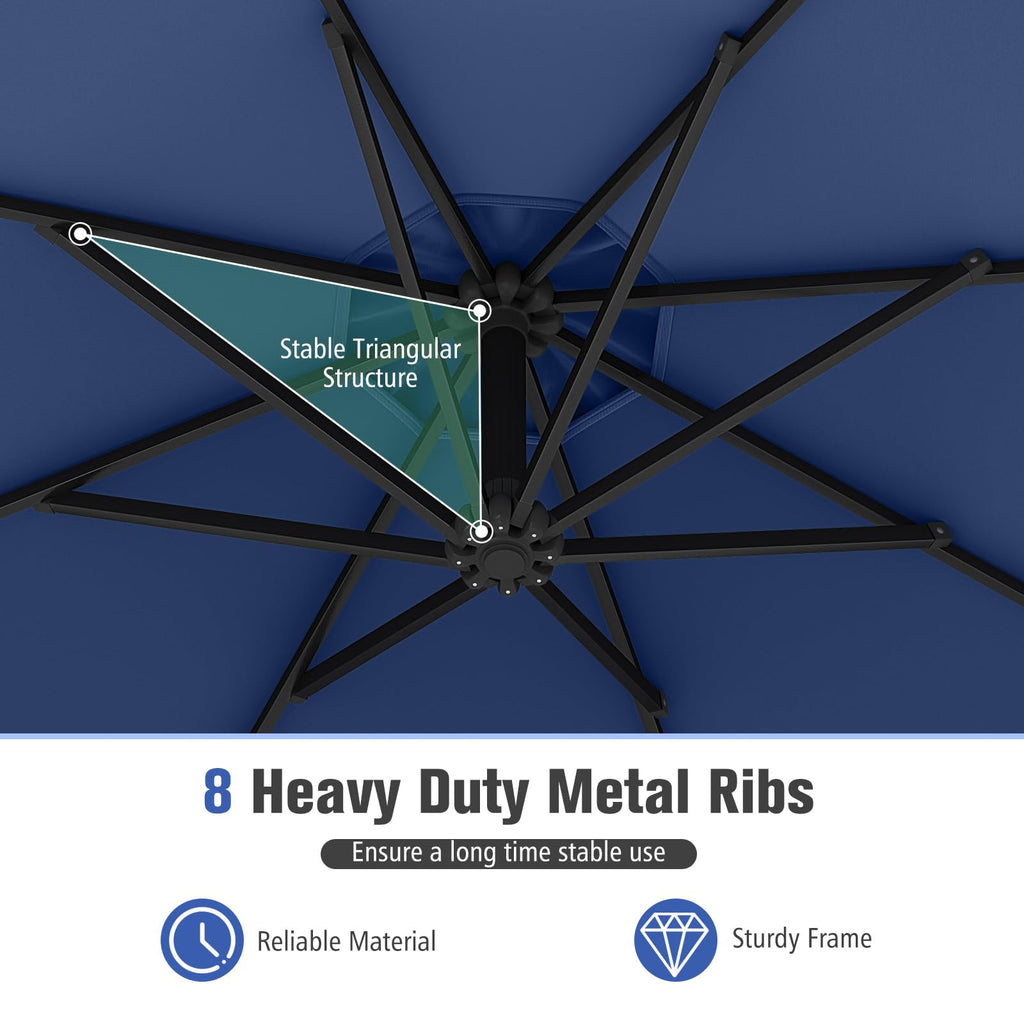10 FT Navy Offset Cantilever Umbrella Q970