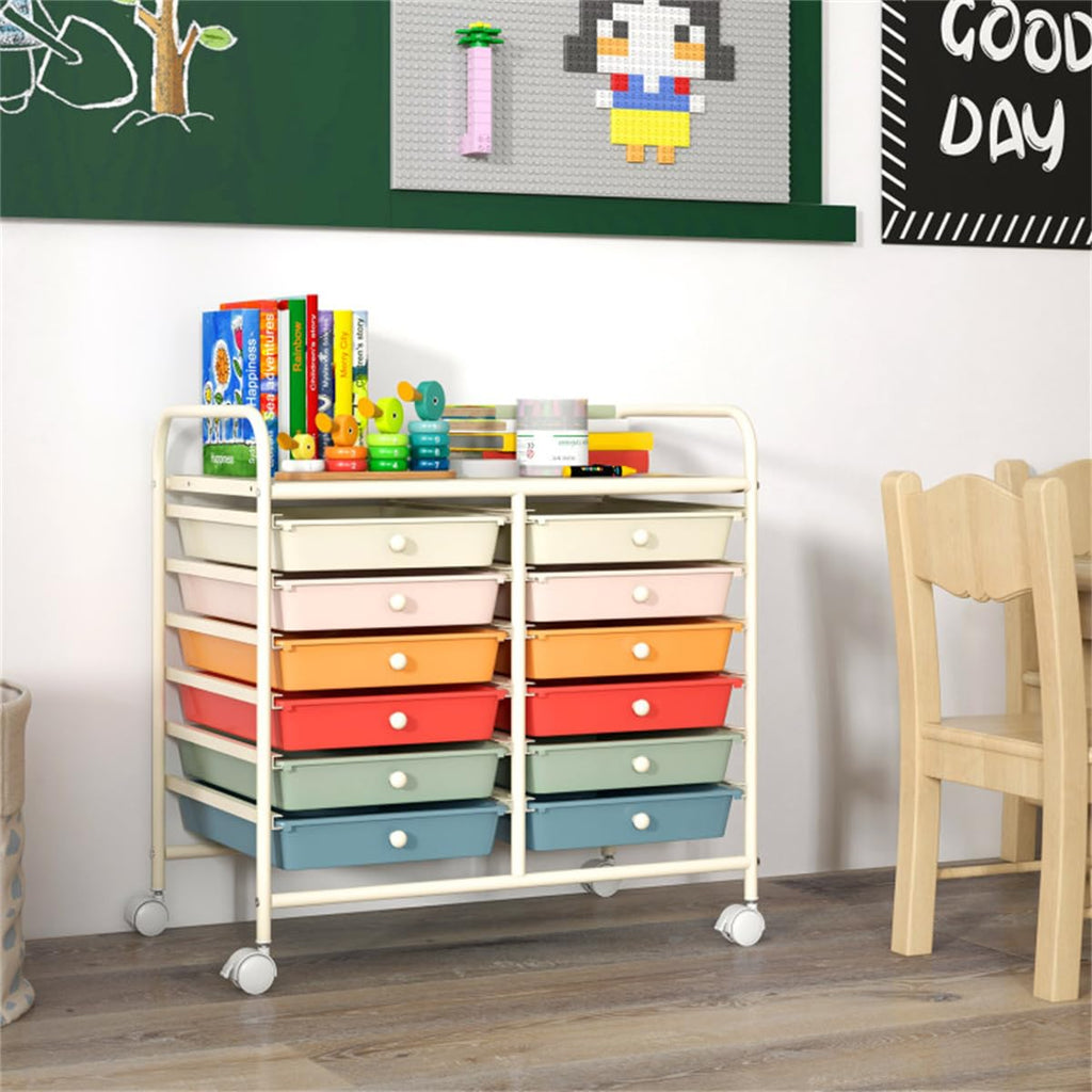 12 Drawer Rolling Storage Cart with Wheels P186