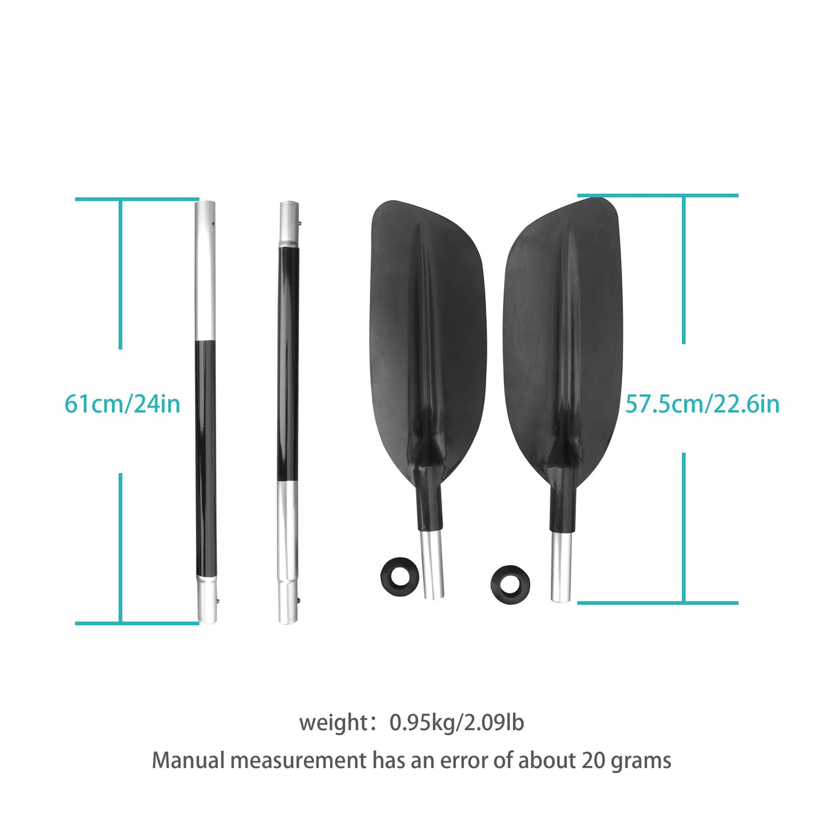 4 Pieces Aluminum Shaft PP Blade Kayak Paddle R612188