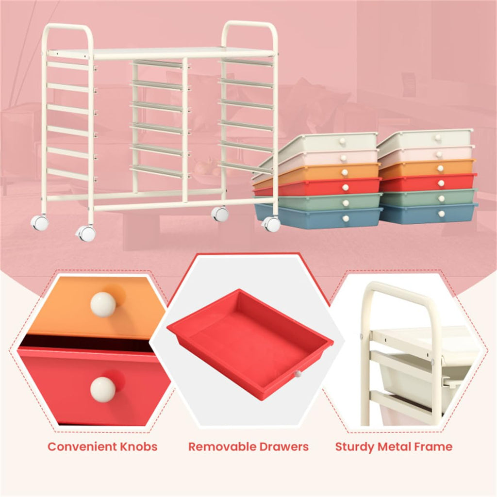 12 Drawer Rolling Storage Cart with Wheels P186