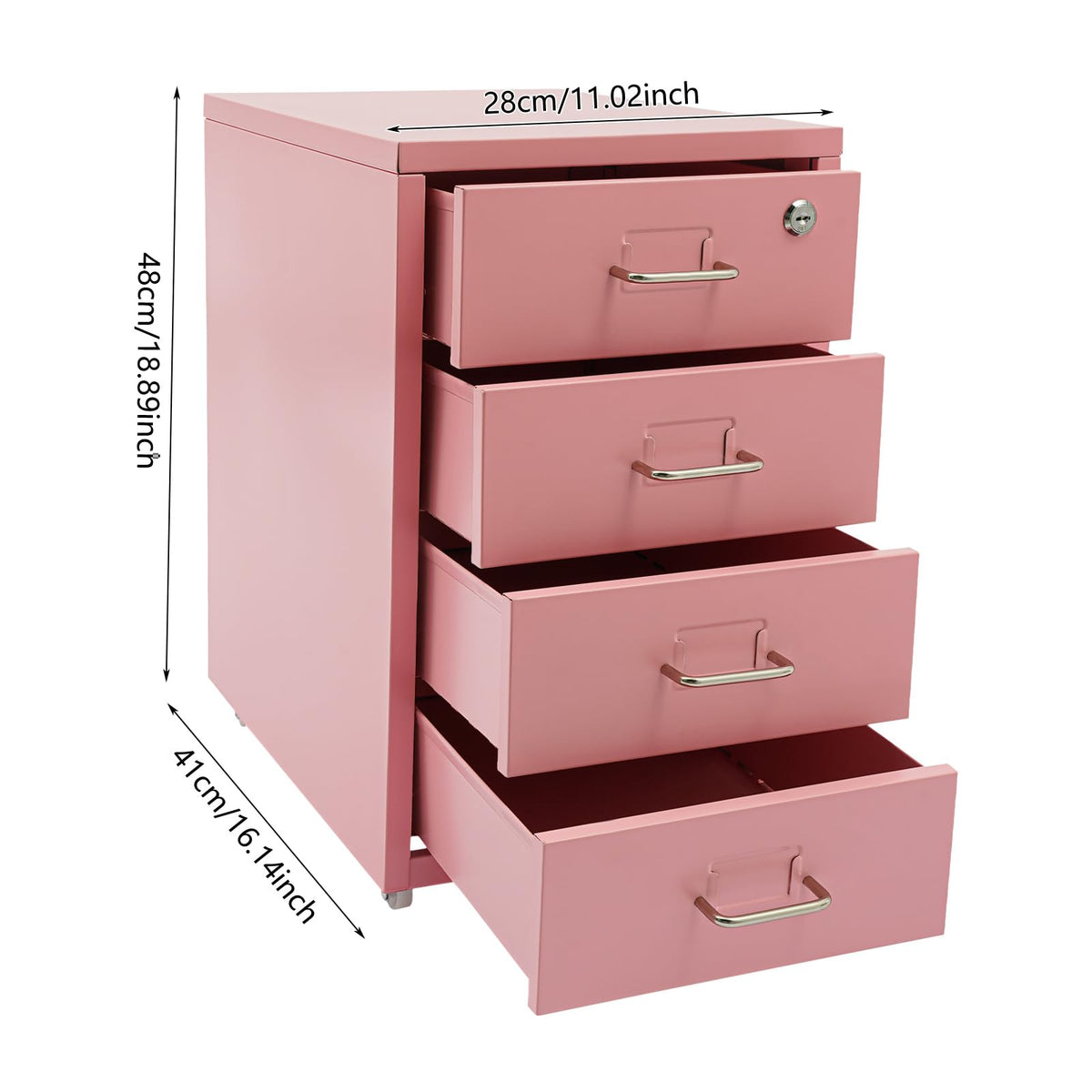 4 Drawer Rolling File Cabinet with Lock B98019