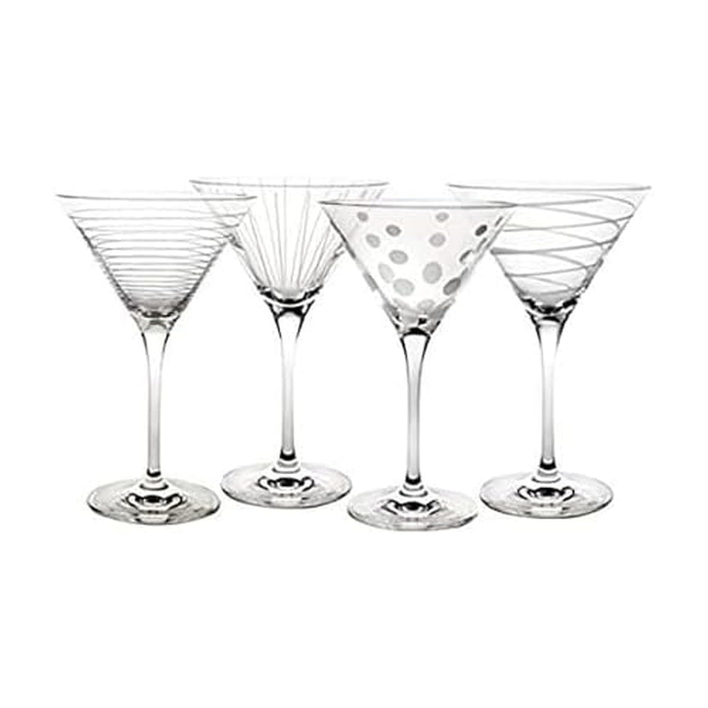 10-Ounce Etched Clear Glass Martini Glasses Set of 4 Q960