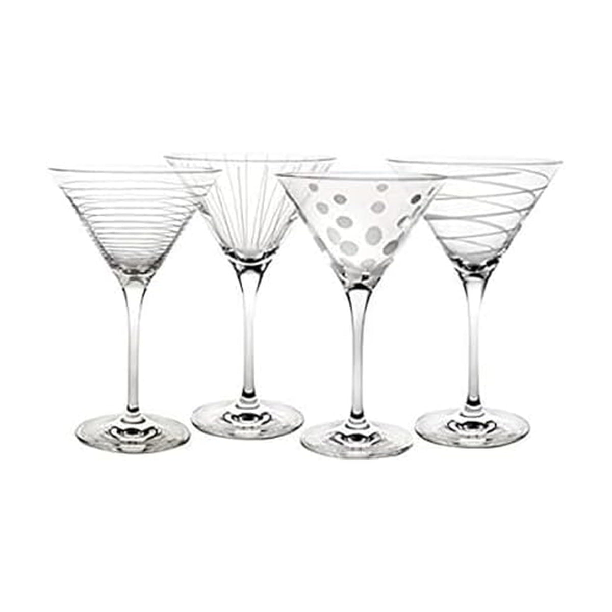 10-Ounce Etched Clear Glass Martini Glasses Set of 4 Q960