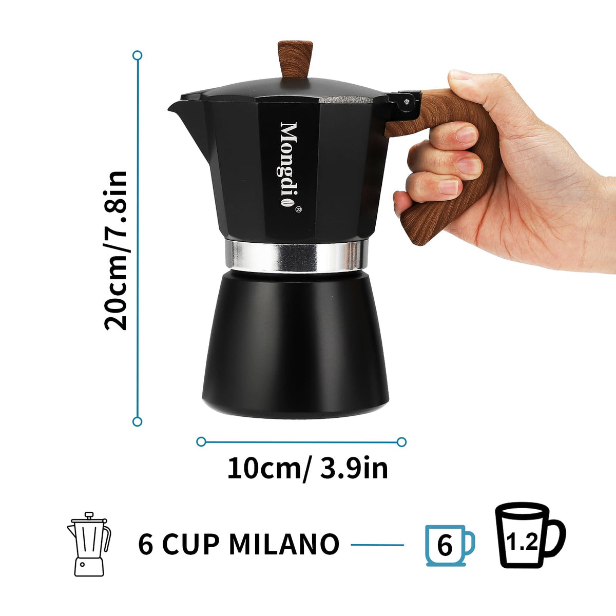 Stovetop Espresso Maker Moka Pot, 6 Cup 10 oz Black B96200