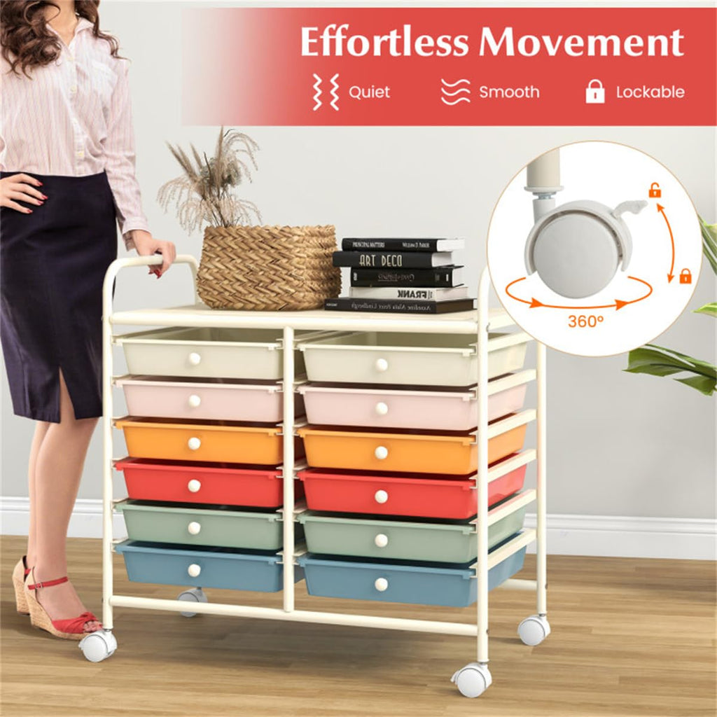 12 Drawer Rolling Storage Cart with Wheels P186
