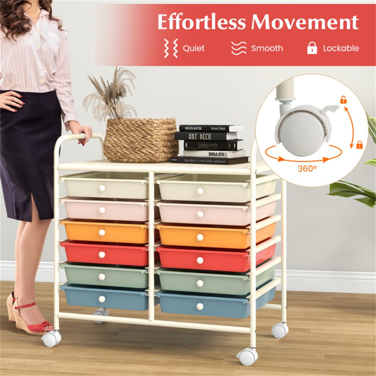 12 Drawer Rolling Storage Cart with Wheels P186