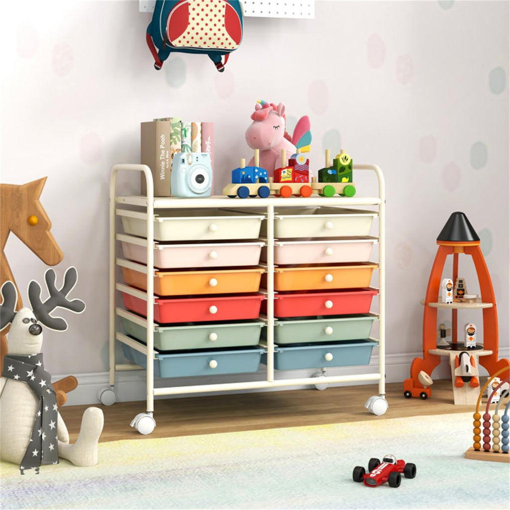 12 Drawer Rolling Storage Cart with Wheels P186