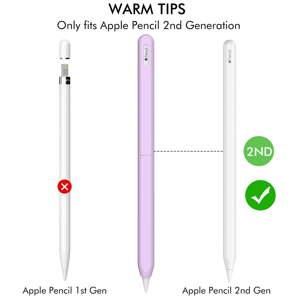 2 Pack Silicone Case for Apple Pencil 2nd Generation A8189