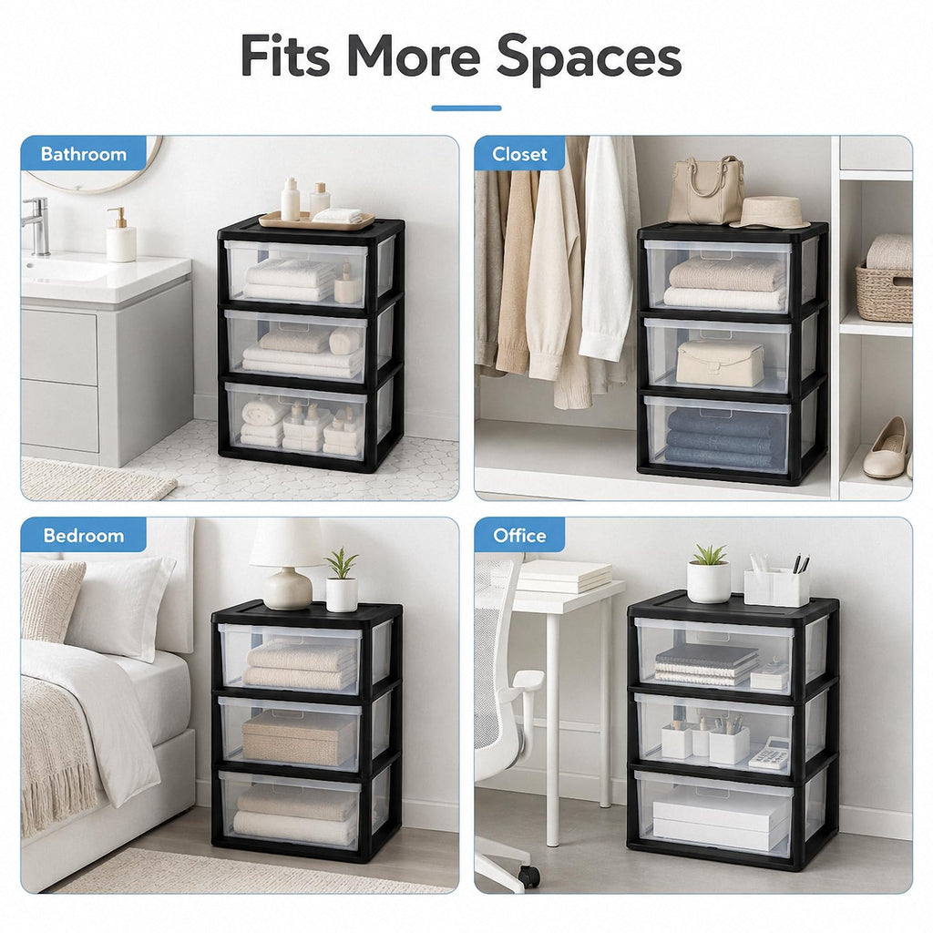 3 Drawer Clear Plastic Storage Organizer I90469