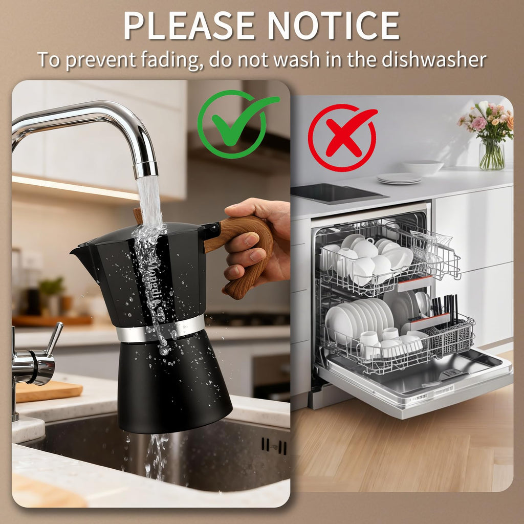 Stovetop Espresso Maker Moka Pot, 6 Cup 10 oz Black B96200