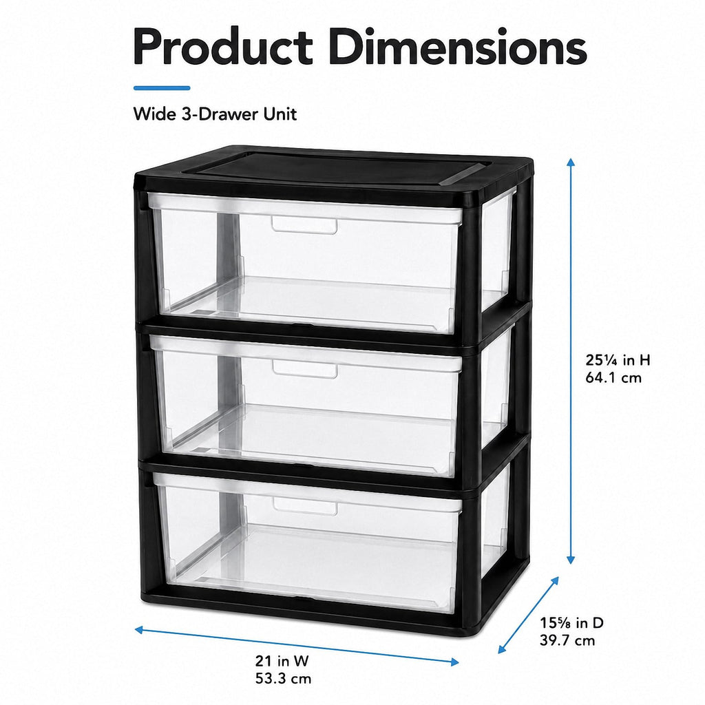 3 Drawer Clear Plastic Storage Organizer I90469
