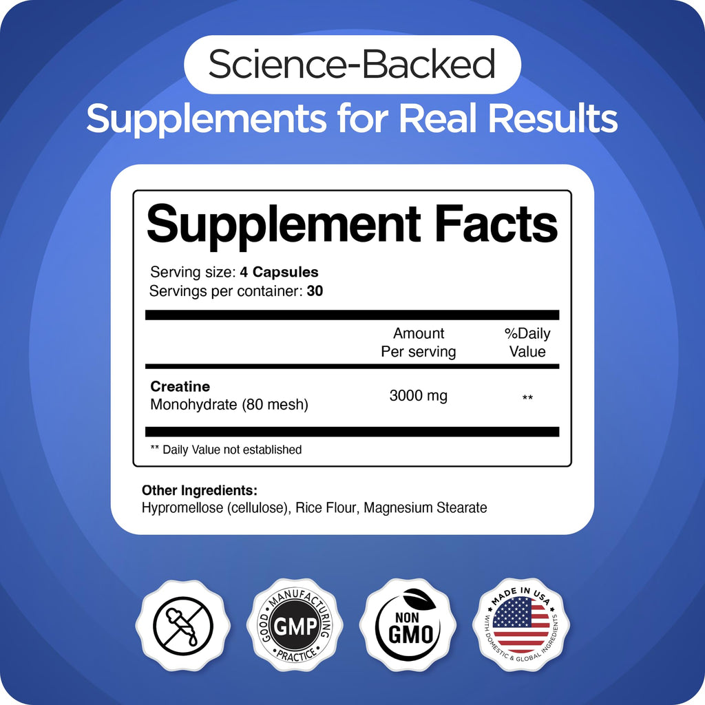 Creatine Monohydrate 3,000mg 120 Capsules Micronized F1243