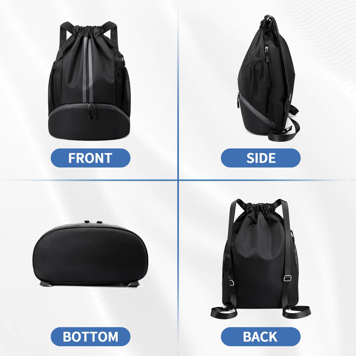 Drawstring Backpack Gym Bag with Shoes Compartment Q983361
