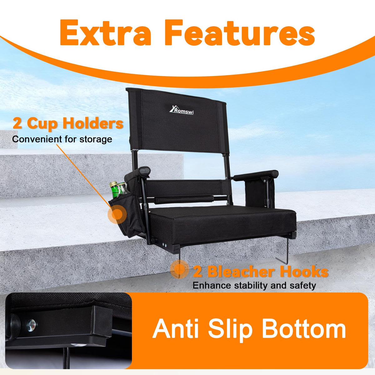 2-Pack Stadium Seats with Back Support and Armrests Q734