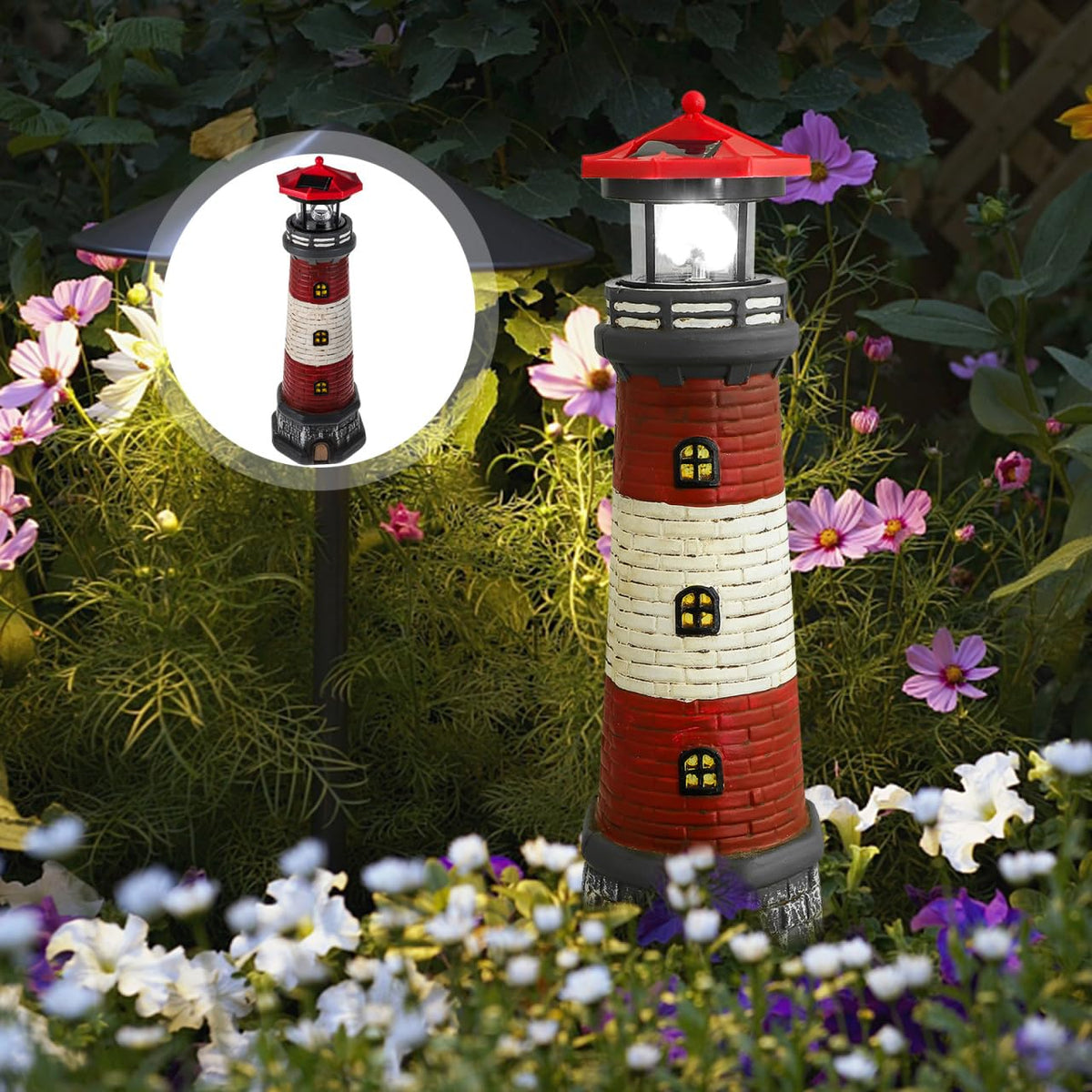 15" Solar Lighthouse Garden Statue Z548326