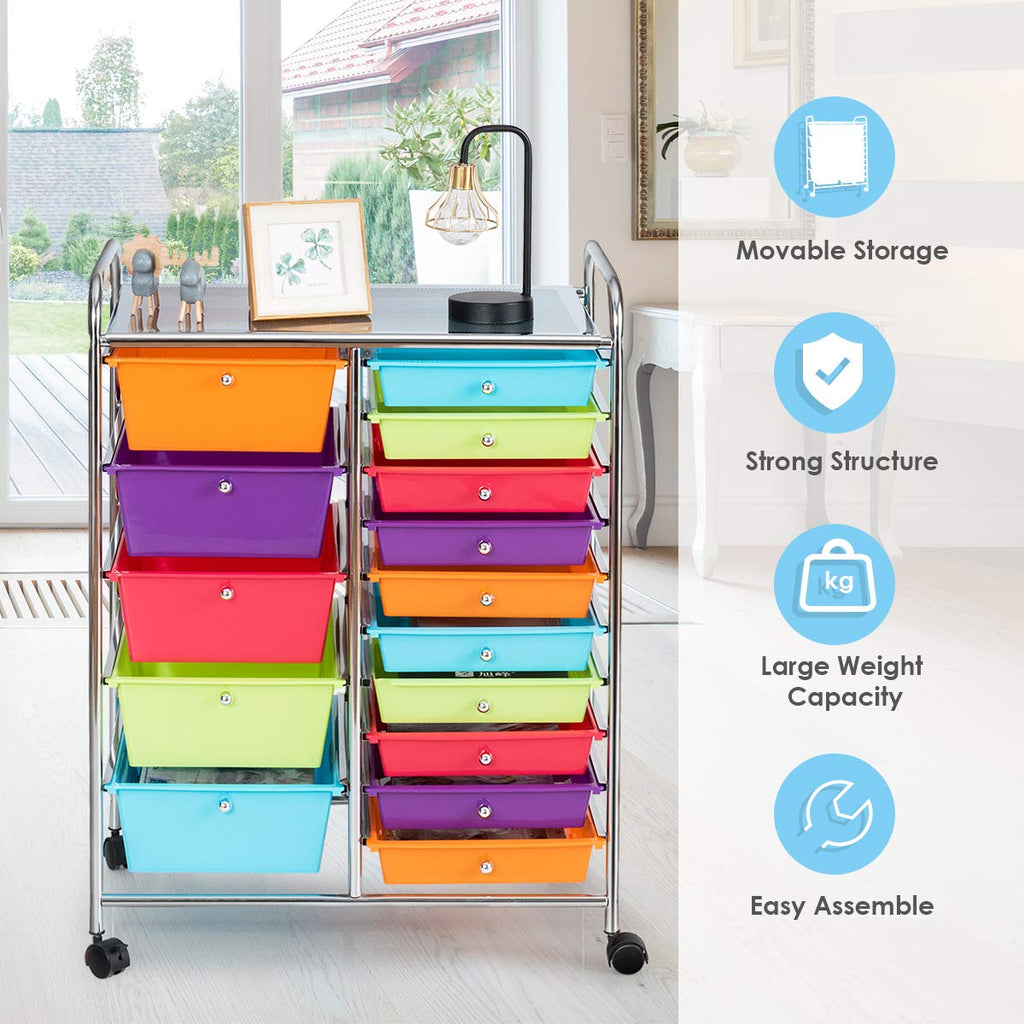 15 Drawer Rolling Storage Cart T15311