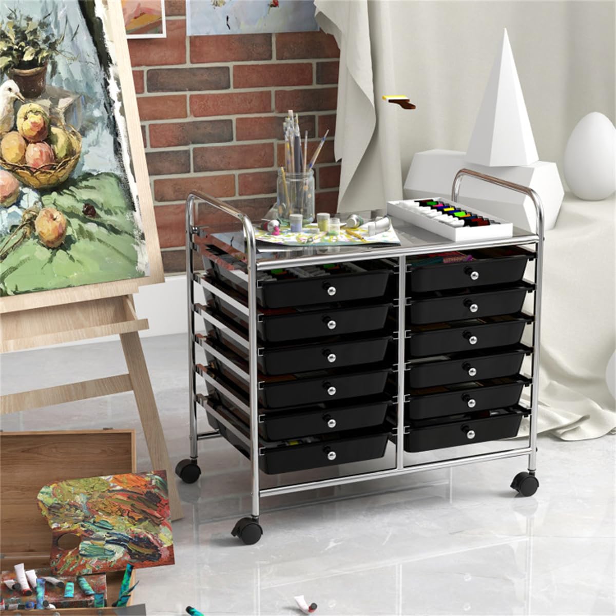 12 Drawer Rolling Storage Cart with Wheels C8655