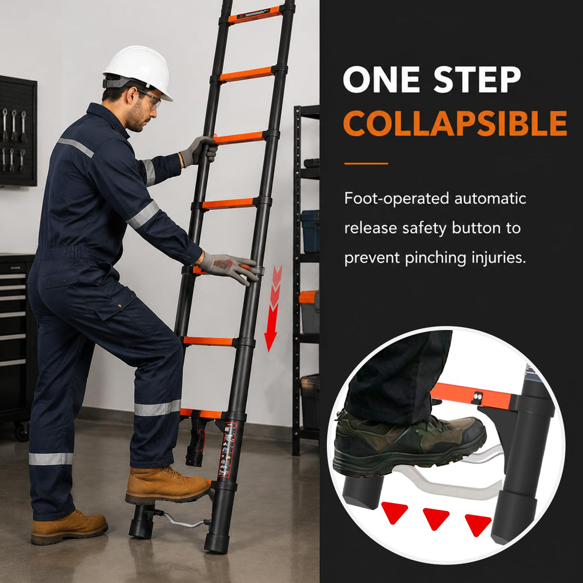 12.5 FT Aluminum Telescopic Ladder 330lbs Q415