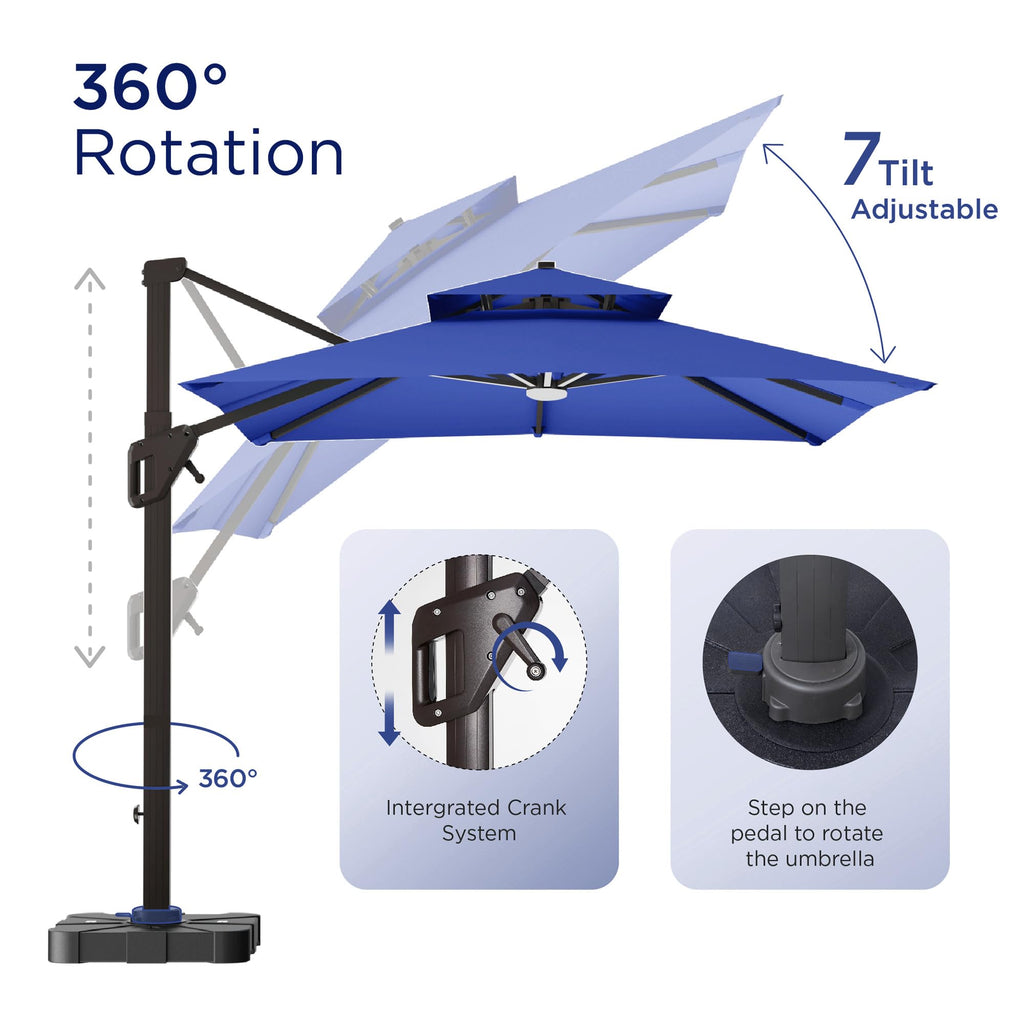 10' X 13' Patio Cantilever Umbrella with Base and LED Lights G963425