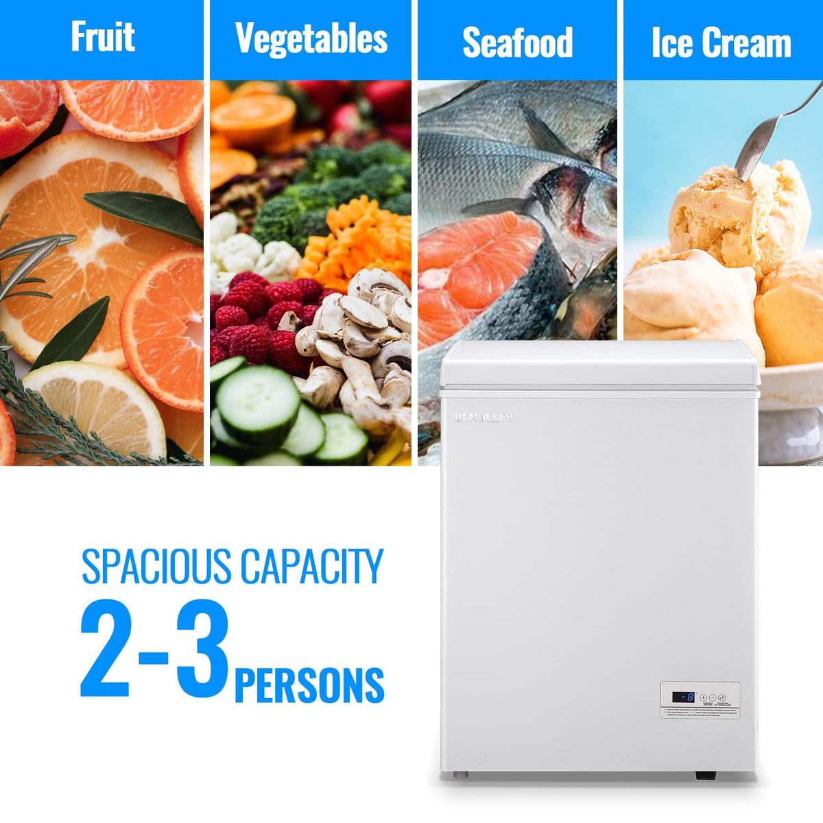 3.5 CU.FT White Chest Freezer with Two Removable Baskets L7417