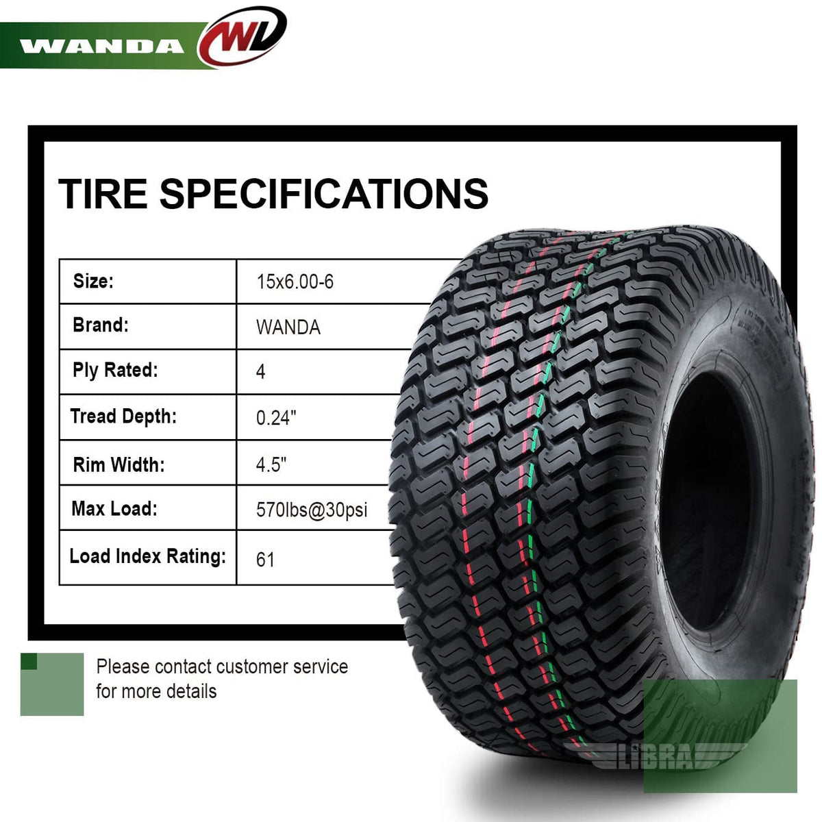 15x6-6 Lawn Mower Tractor Tires Set 2 Y31060
