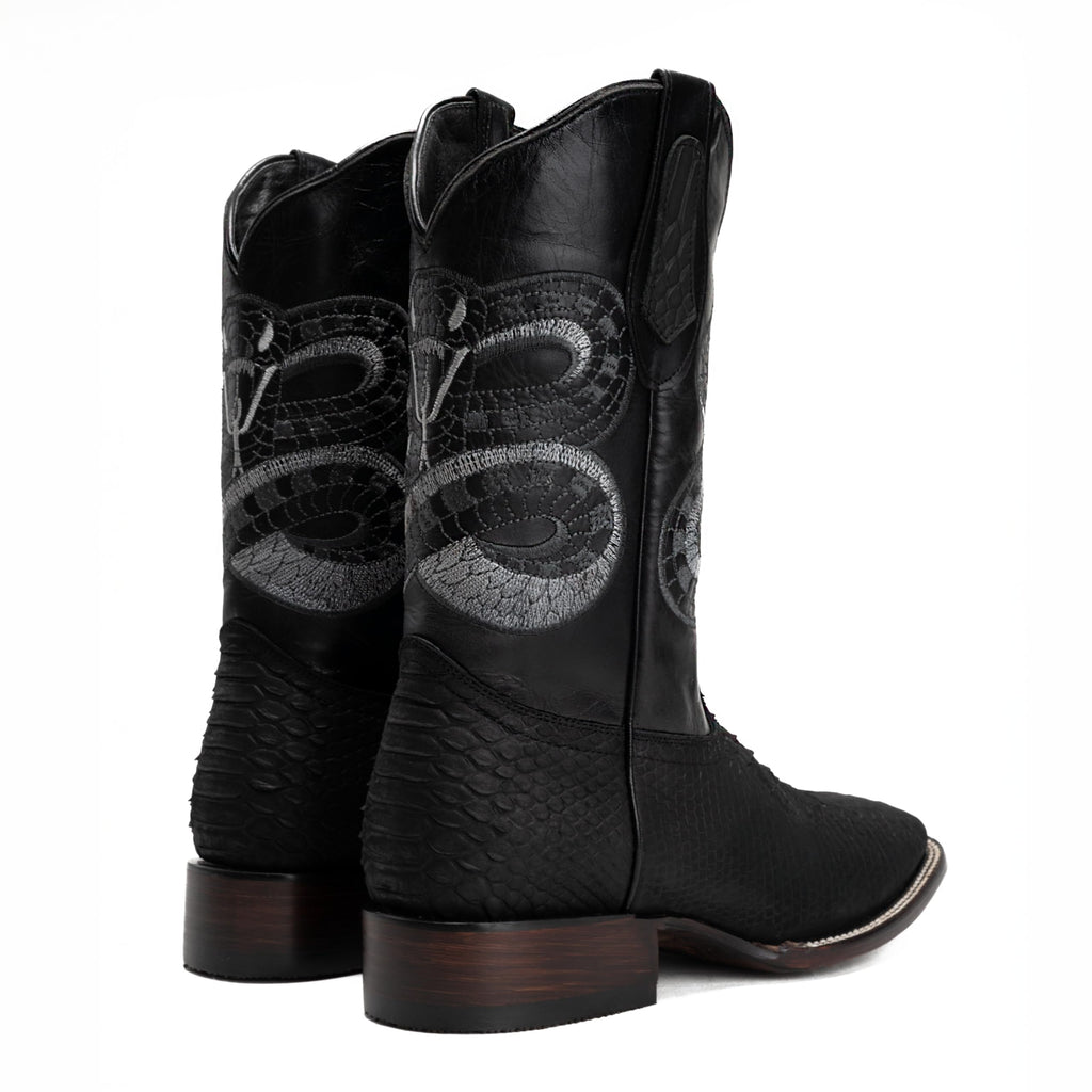 Python Leather Print Western Boots Q7890