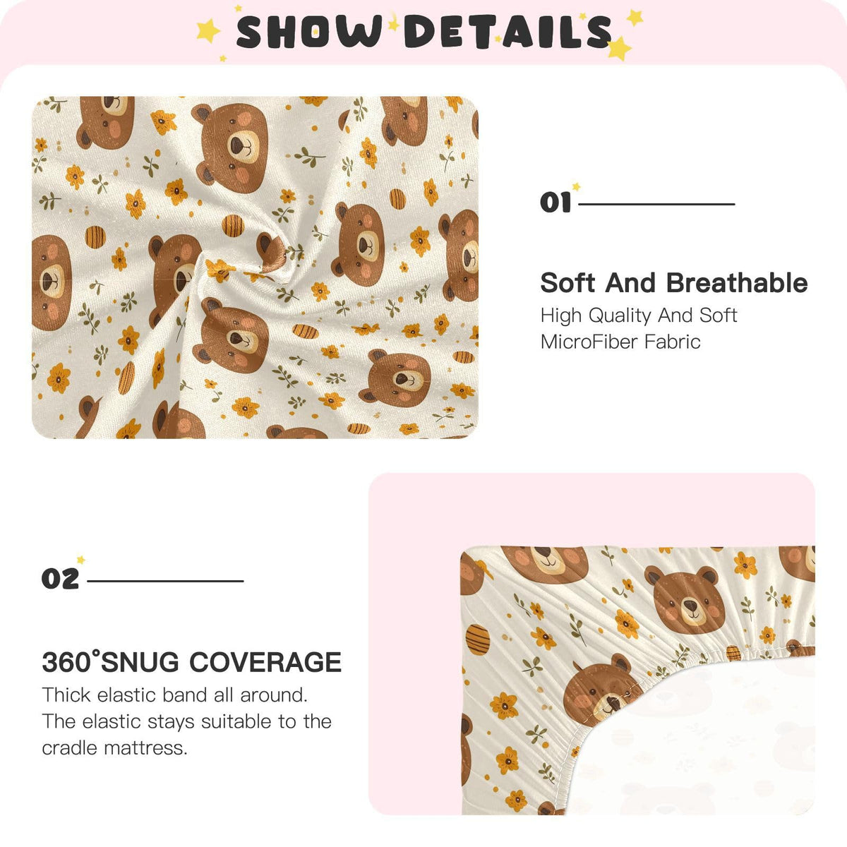Soft Breathable Microfiber Crib Sheet D20128