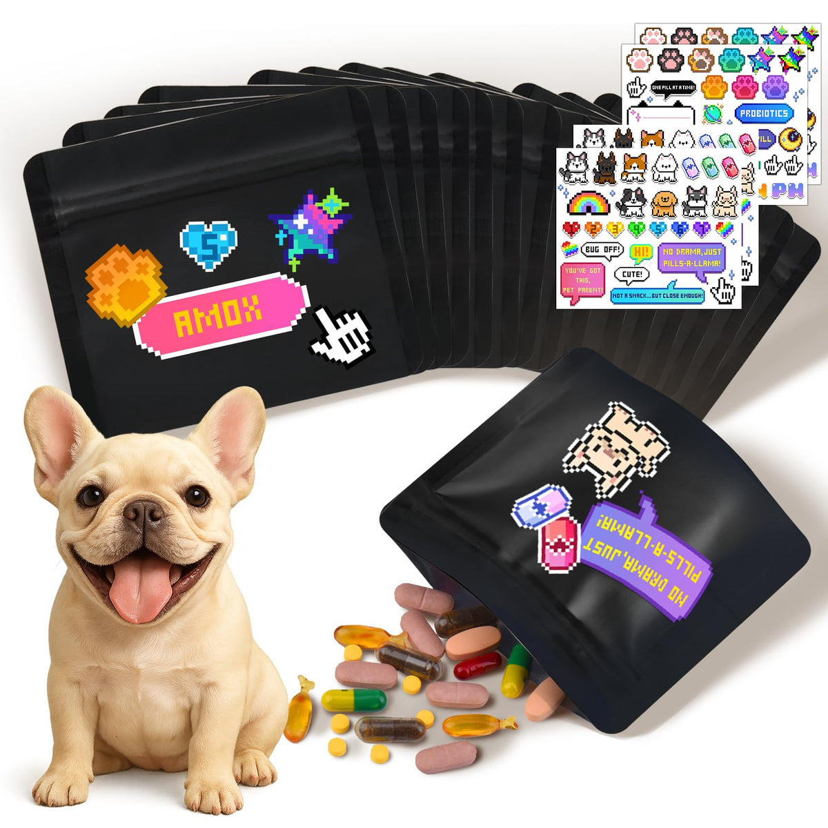 200pcs Zippered Waterproof Pet Pill Pouches E532275