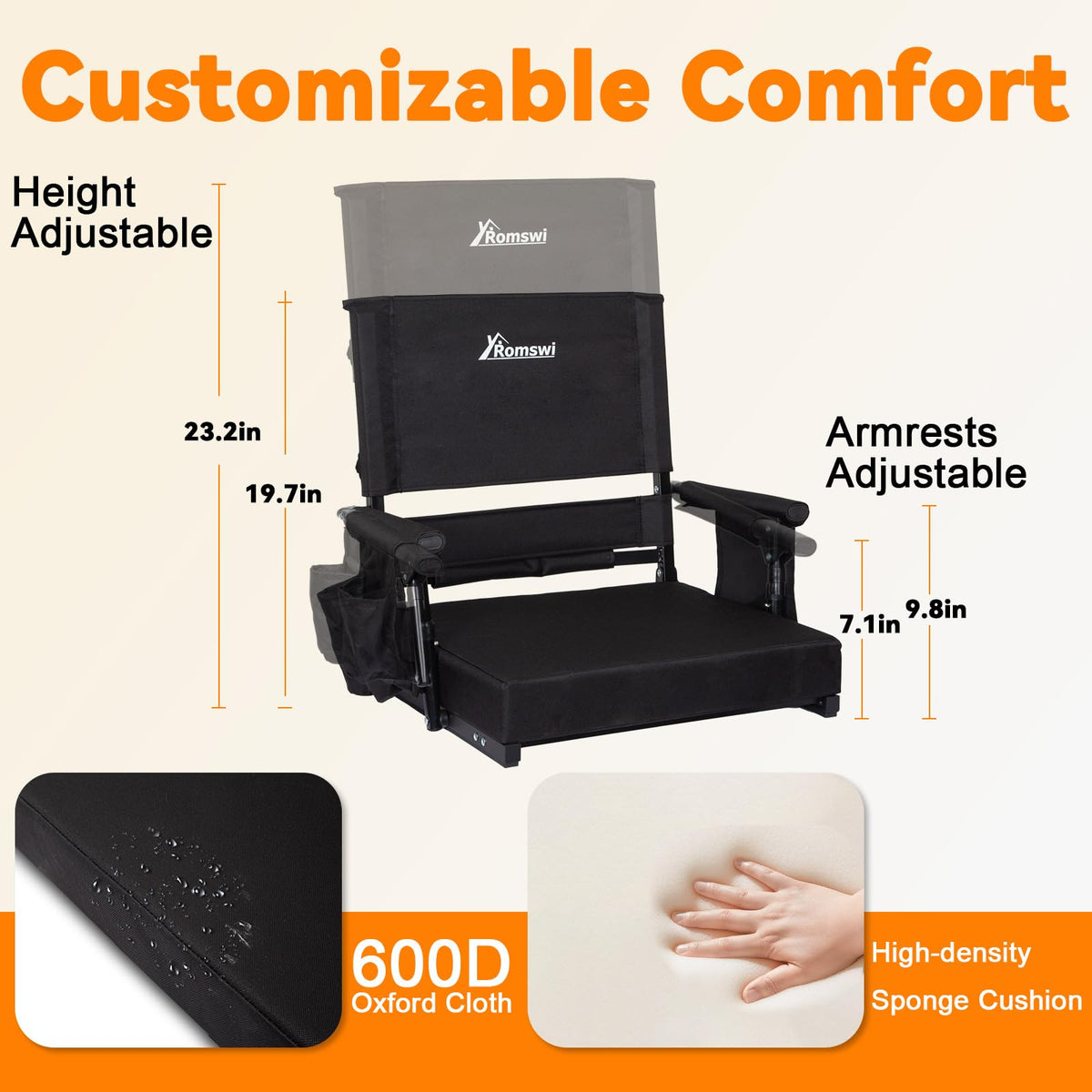 2-Pack Stadium Seats with Back Support and Armrests Q734
