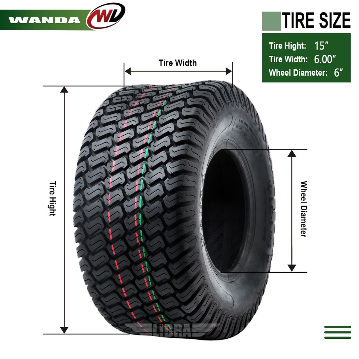 15x6-6 Lawn Mower Tractor Tires Set 2 Y31060
