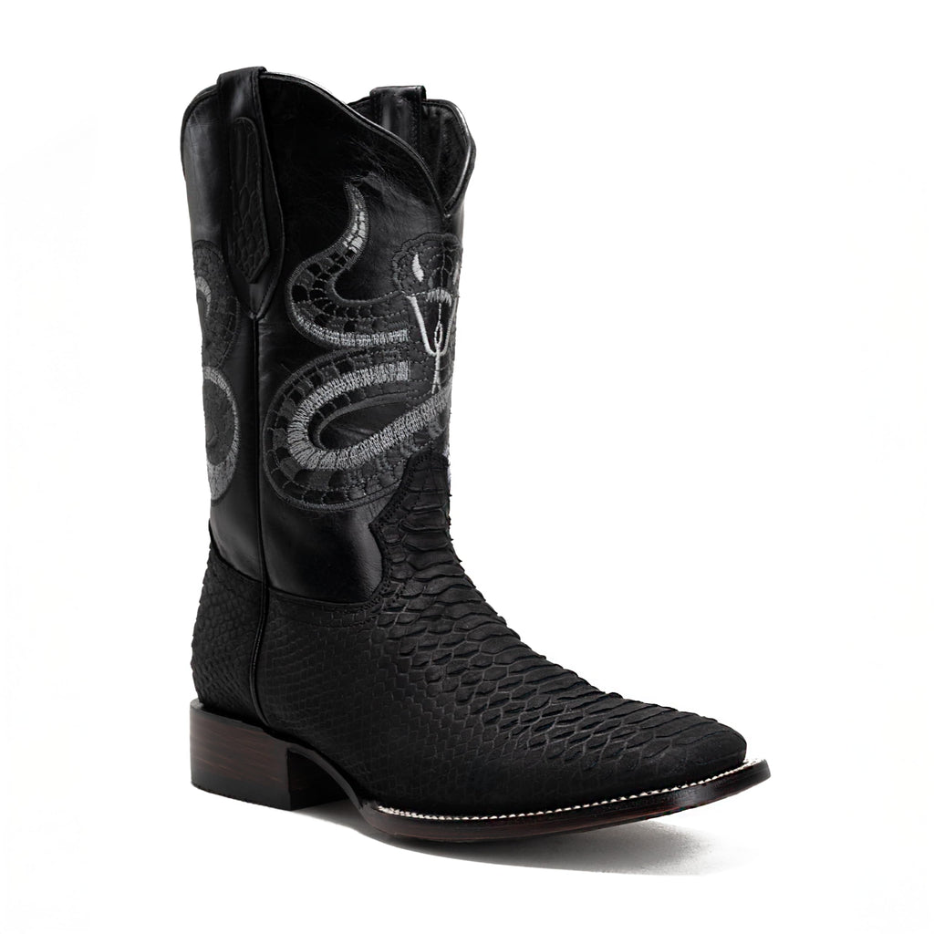 Python Leather Print Western Boots Q7890