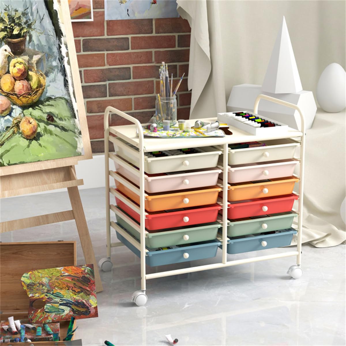 12 Drawer Rolling Storage Cart with Wheels P186