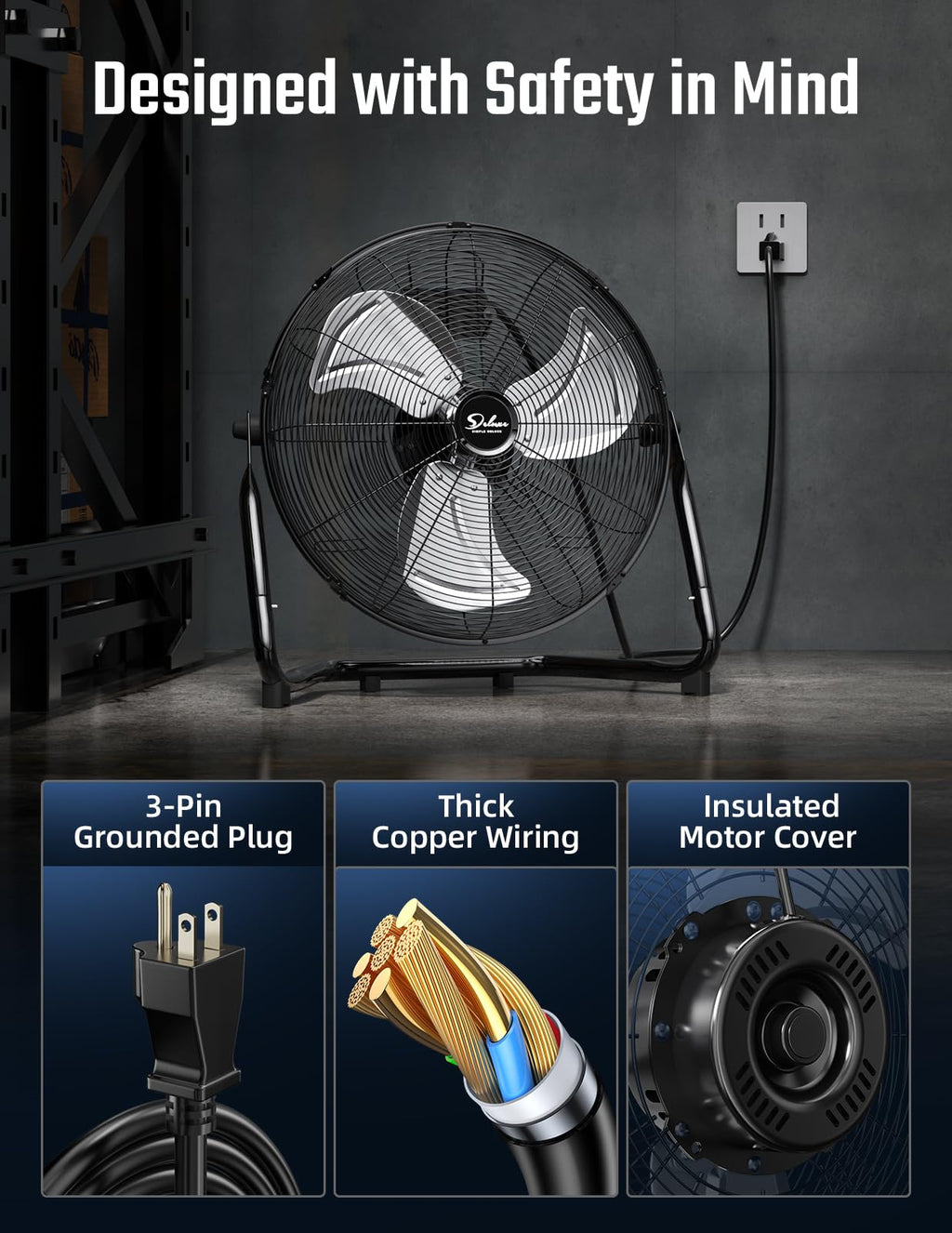 18 Inch 3-Speed Metal Floor Fan C80114