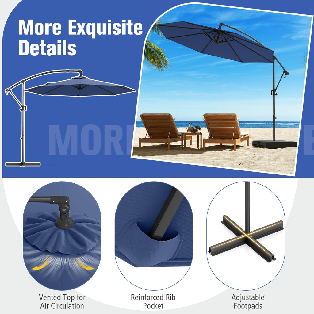 10 FT Navy Offset Cantilever Umbrella Q970