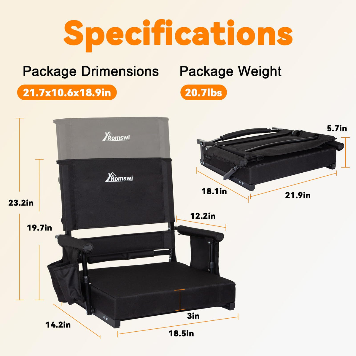 2-Pack Stadium Seats with Back Support and Armrests Q734